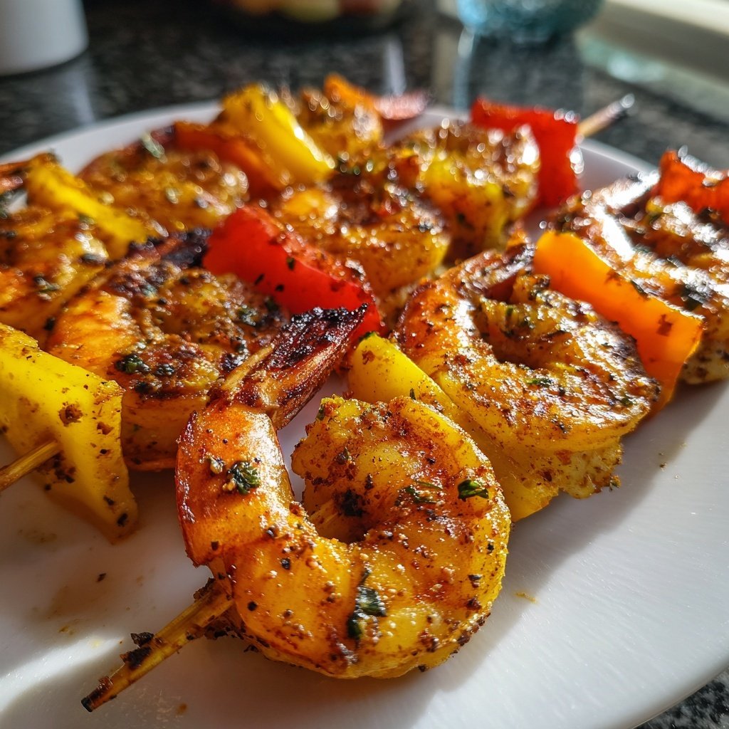 Caribbean Jerk Shrimp Skewers