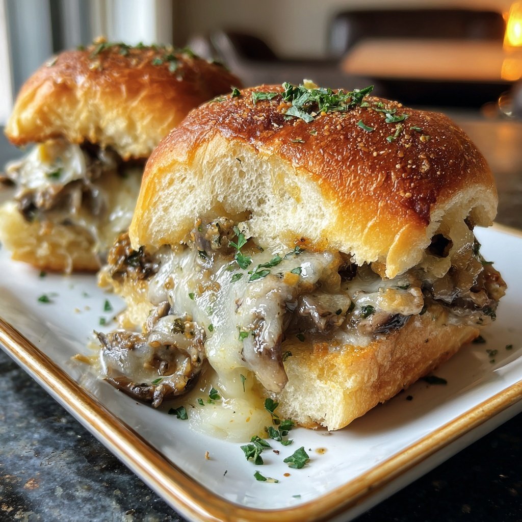 Garlicky Mushroom and Gruyère Sliders