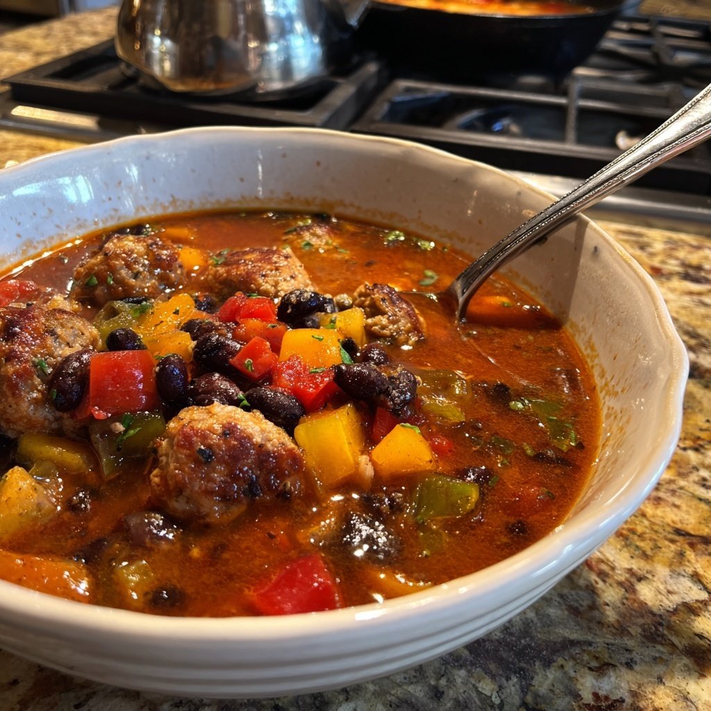 Smoky Black Bean Sausage Soup