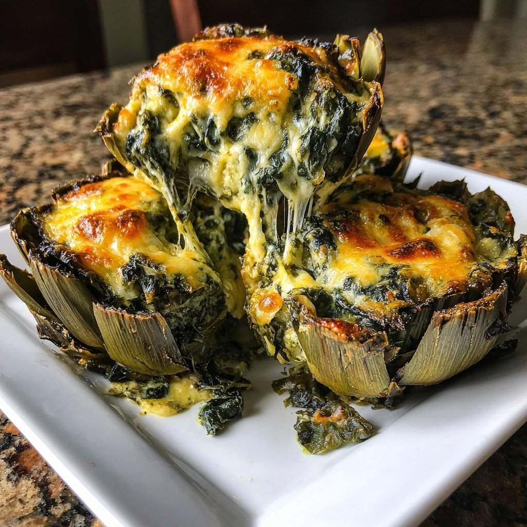 Cheesy Spinach Stuffed Artichokes