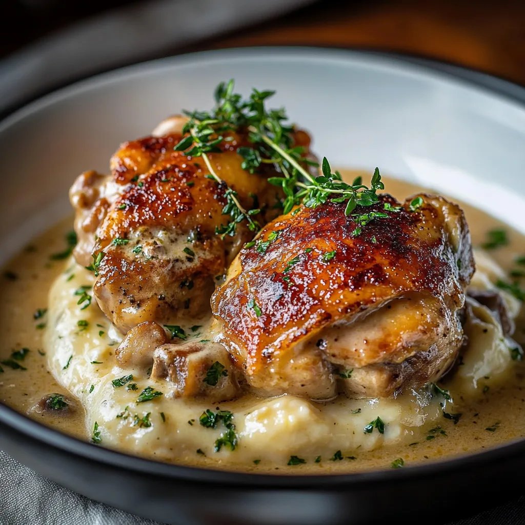 Smothered Chicken Thighs with Creamy Gravy Recipe