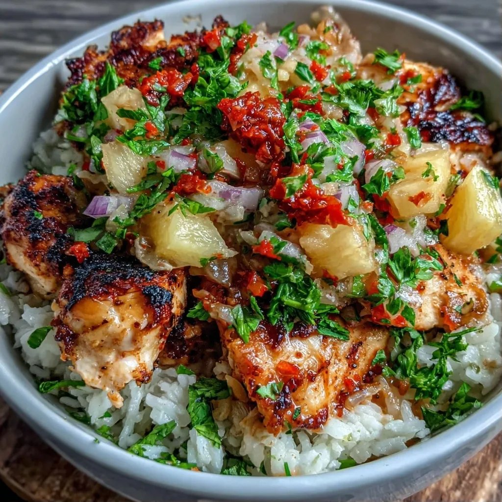 Pineapple Salsa Chicken Bowls