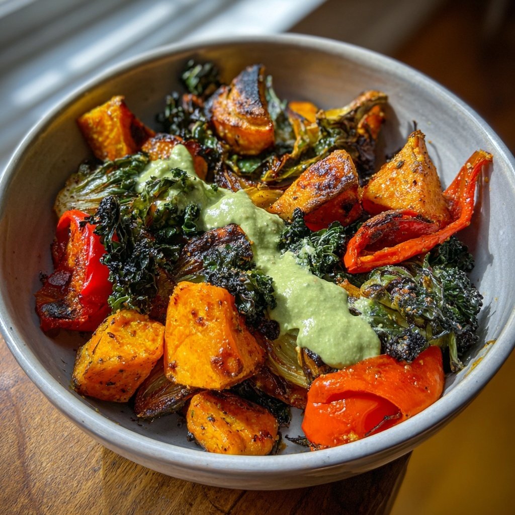 Roasted Vegetable Bowls with Green Tahini