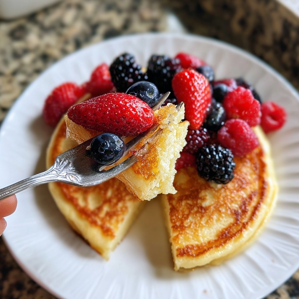 Fluffy Lemon Ricotta Pancakes with Berries​