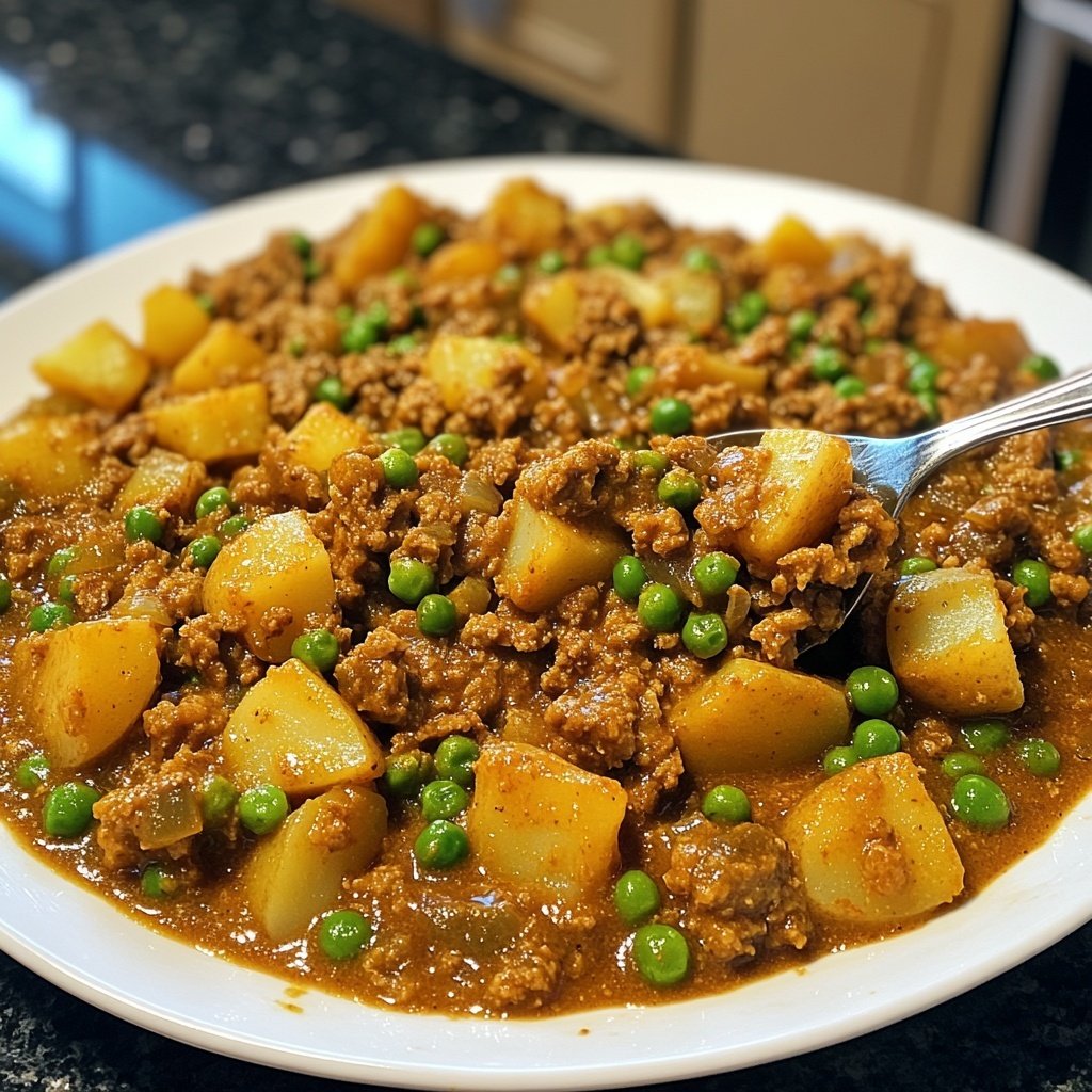 Lamb Keema with Potatoes and Peas