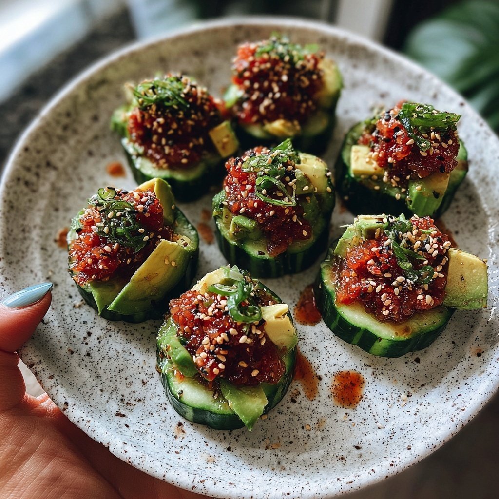 Spicy Tuna Cucumber Cups