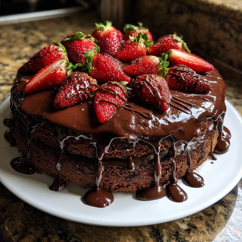 Chocolate Covered Strawberry Galentine's Cake