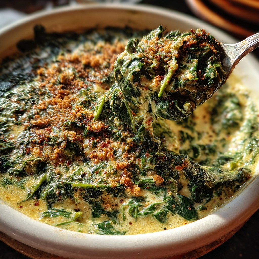Creamed Spinach with Nutmeg Topping