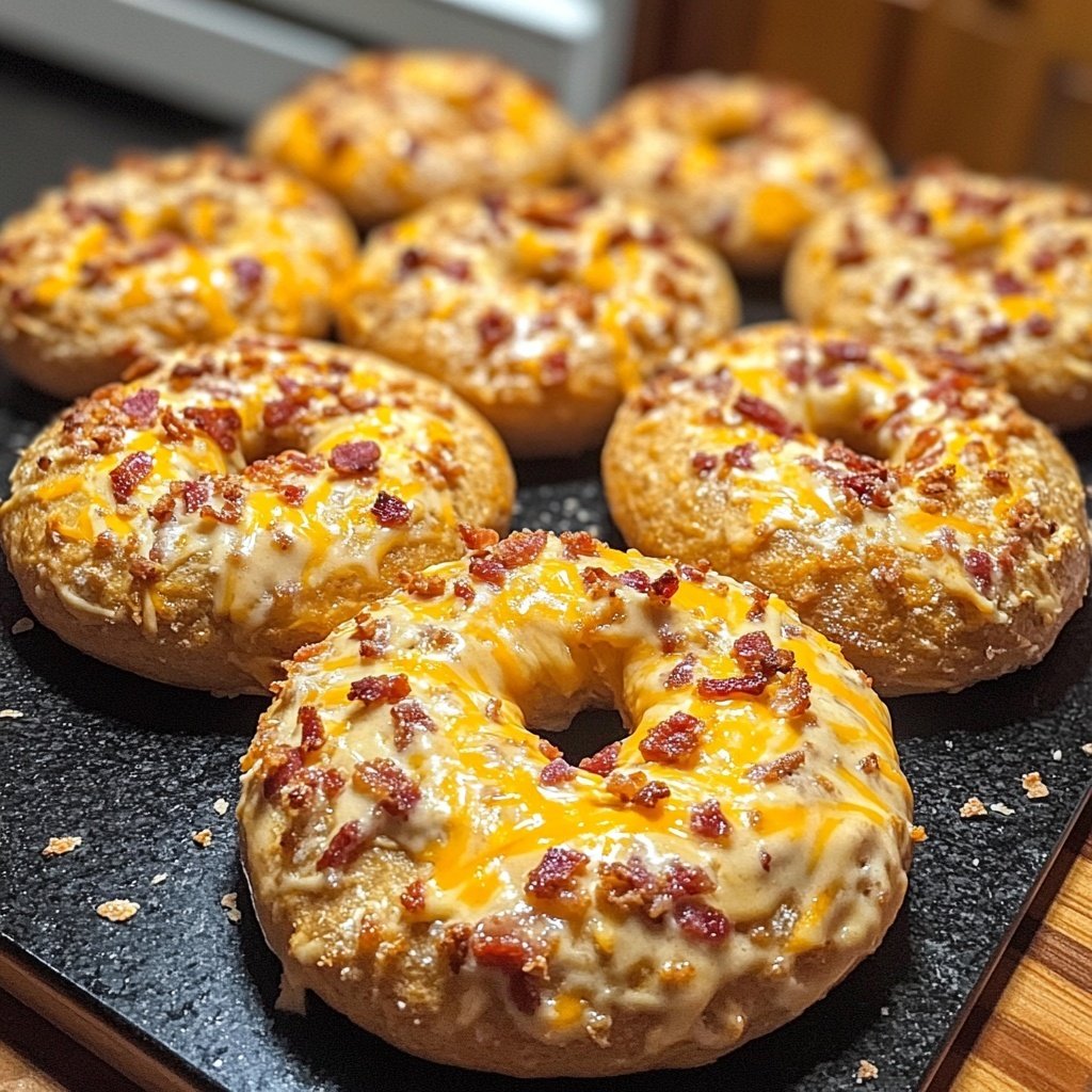Creamy Bacon Cheddar Bagels