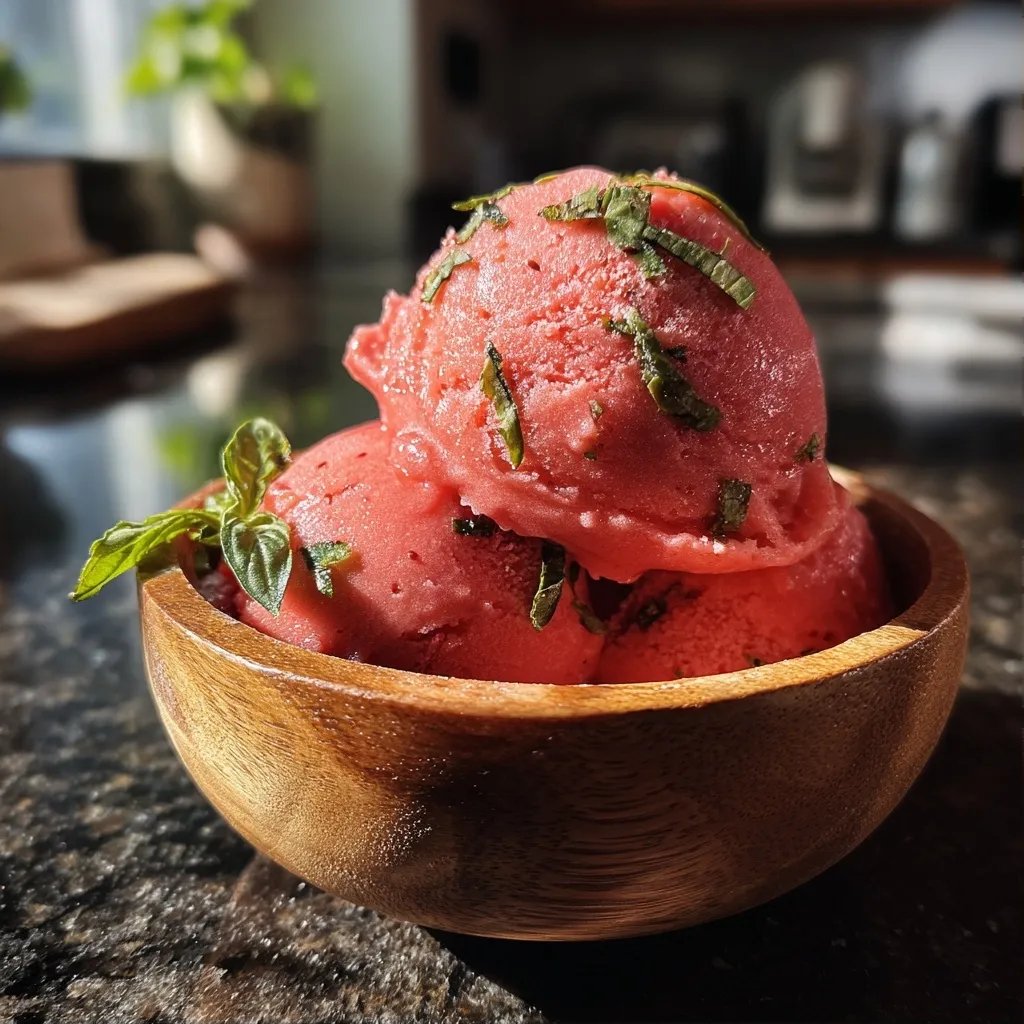 Strawberry Basil Sorbet